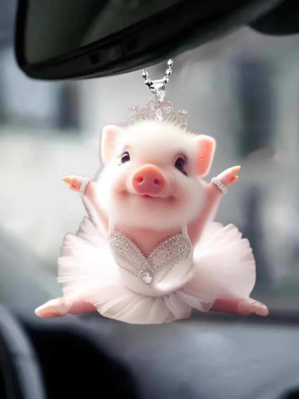 Cute little pig 1pc 2D Acrylic Cute Ballet Pig Car Rearview Mirror Decorative